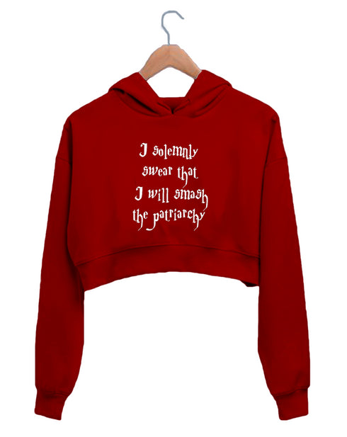 Quirkipedia SOLEMNLY SMASH THE PATRIARCHY Feminism Feminista, Womens Crop Hoodies